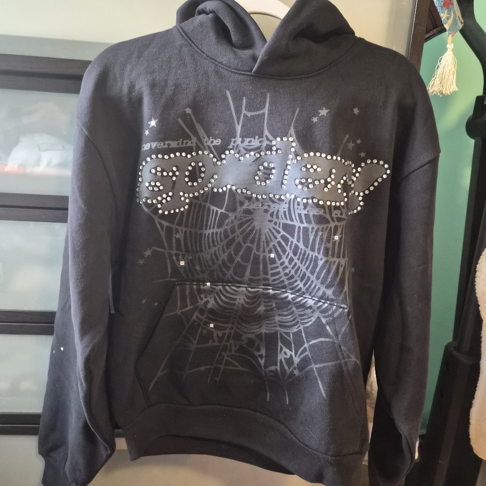 Sp5der Rhinestone Punk V2 Hoodie Sweatshirt
